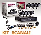 System eng Kit vidéosurveillance 8 caméras infrarouges + enregistreur DVR + adaptateur secteur + câbles
