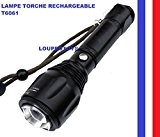 T6061 - Lampe torche rechargeable à LED, ultra puissante d'une portée de plus de 300 m et plus