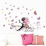 Tefamore Nouveau Fleur de papillon Fée autocollants Chambre Murs de salon