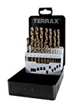 Terrax A215214 Coffret de forets hélicoïdaux Cobalt 19 pièces Coffret en acier (Import Allemagne)