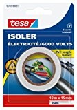Tesa 56163-00001-00 Isoler Electricité / 6000 Volts PVC Souple Isolant 10 m x 15 mm Blanc