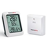 ThermoPro TP-60 Thermomètre Hygromètre Intérieur Extérieur à ditance, Moniteur Température Humidité Sans Fil, LCD Grand Écran