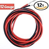 TILY 12 Gauge Silicone Wire 12 Pieds [6 pi Noir Et 6 pi Rouge] Fil de Silicone 12 AWG Souple ...
