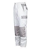 TMG® - Pantalon de travail/de peintre - résistant et léger - homme - blanc (W34 R / EU50)