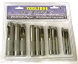 Toolzone Lot de 12 perforateurs à trous creux pour cuir/caoutchouc/carton/joint/plastique/papier 3-19 mm