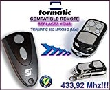 TORMATIC 502 MAX43-2 (Mini) Compatible Télécommande, 4 canaux 433,92Mhz rolling code remplacement emetteur de haute qualité pour LE MEILLEUR PRIX!!!
