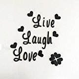 Ufengke® 3D "Live & Laugh & Love" Acrylique Stickers Muraux Mode Décalcomanies D'Art Design Décoration À La Maison Noir