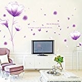 Ufengke® Belles Fleurs Violets Stickers Muraux,Salon Salle De Séjour Chambre À Coucher Décalcomanies Murales Autocollants Amovibles