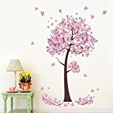 Ufengke® Créatif Rose Papillon Fleur Arbre Stickers Muraux,Salle De Séjour Chambre À Coucher Autocollants Amovibles