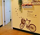 ufengke® Fleur de Mode Vélo Stickers Muraux Avec des Citations, Salle de Séjour Chambre à Coucher Autocollants Amovibles