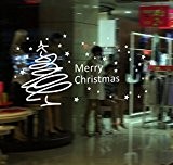 ufengke® "Merry Christmas" Linéaire Noël Arbre Étoiles Autocollants Muraux Fenêtre Vitrine Amovibles Autocollants Muraux Blanc