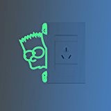 Ufengke® Simpson Commutateur Stickers Muraux Fluorescence Brille Dans Le Noir, Salle De Séjour Chambre À Coucher Autocollants Amovibles