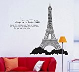 ufengke® Tour Eiffel de Mode à Paris Stickers Muraux, Salle de Séjour Chambre à Coucher Autocollants Amovibles, Noirs