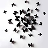 Ularmo 12 Pcs 3D Stickers muraux Papillon Aimant pour Décoration (noir)