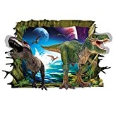 UQ Sticker mural Trompe l'oeil 3D Amovible Dinosaure (NO.3)