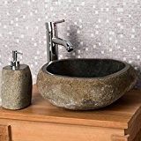 Vasque à poser en pierre naturelle salle de bain GALET 30 cm