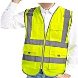 Vestes et Gilets de Haute Visibilité Vêtements de Protection Fluorescents avec Poches Multiples Traffic Warning Reflective Jacket (L Gilet jaune ...