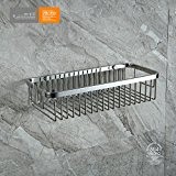 Viborg Deluxe Solid thick Sus304 Stainless Steel Wire Wall Mount Mounted Single Tier Shower Basket Shelf Tidy Rack Caddy Storage ...