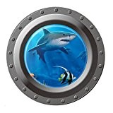 Vktech® Shark Ocean View sticker mural Motif hublot fenêtre 3d enfants Chambre Home Decor Art