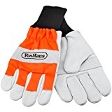 VonHaus Larges gants de protection pour tronçonneuse – 16m/s (Orange & blanc) Taille 8 Moyenne