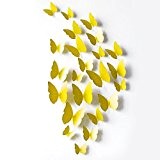 Vovotrade 12 3D Pcs Stickers muraux papillon aimant pour Décoration New (Jaune)
