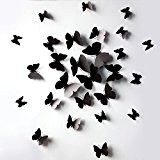 Vovotrade® 12 Pcs 3D Stickers muraux Papillon Aimant pour Décoration Nouveau (Noir)