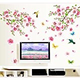 Vovotrade Fleurs Peach Stickers Muraux Chambre Salon Sofa TV Réglage Stickers muraux