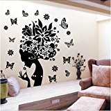 Vovotrade Jolie fleur Fée Papillon Fille PVC Wall Sticker Home Decor Stickers