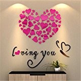 Vovotrade Love Heart DIY Vinyle Amovible Décalque Art Murale Autocollants Muraux Home Decor Chambre (Rose)