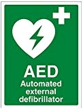 vsafety 31033 an-s "AED défibrillateur externe automatique" First Aid General signe, autocollant, Portrait, 150 mm x 200 mm, vert
