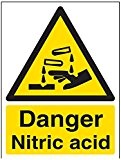 vsafety 6 a040an-r Panneau d'avertissement "Danger d'acide nitrique Substance et chimique, en plastique rigide, Portrait, 150 mm x 200 mm, noir/jaune
