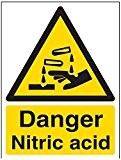 vsafety 6 a040an-s Panneau d'avertissement "Danger d'acide nitrique Substance et chimique, autocollant en vinyle, Portrait, 150 mm x 200 mm, noir/jaune