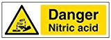 vsafety 6 a078ax-r Panneau d'avertissement "Danger d'acide nitrique Substance et chimique, en plastique rigide, paysage, 300 mm x 100 mm, noir/jaune