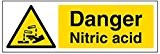 vsafety 6 a078ax-s Panneau d'avertissement "Danger d'acide nitrique Substance et chimique, vinyle autocollant, paysage, 300 mm x 100 mm, noir/jaune