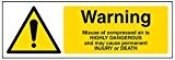 vsafety 63049 ax-s Panneau d'avertissement "Attention Danger de Mort Air Comprimé General, autocollant, paysage, 300 mm x 100 mm, noir/jaune