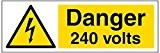 vsafety Signes 68035 ax-s "Danger 240 volts Avertisseur électrique signe, autocollant, paysage, 300 mm x 100 mm, noir/jaune