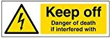 vsafety Signes 68047 ax-r "Keep Off, Danger de Mort Si immiscée avec signe « Attention électrique, 1 mm en plastique rigide, paysage, 300 mm ...