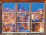 Vue aérienne de Chicago at Night Art effet de crayon Fenêtre en 3D look, mur ou format vignette de la ...