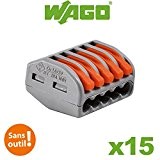 Wago - Boite de 15 bornes de connexion automatique 5 entrées S222