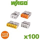 Wago - Flacon de 100 mini bornes de connexion automatique 2, 3, 5 et 8 fils S2273