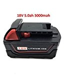 waitley for M18 5.0 Ah Li-Ion 18 V Replacement Battery for MILWAUKEE Cordless Power Tool