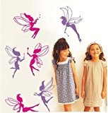 Wall Stickers Warehouse - Autocollant Mural 6 Fées Repositionnable Chambre Fille
