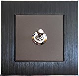 Wallpad Interrupteur Prise Panneau en aluminium brossé noir - Toggle 1 Gang 1 Way