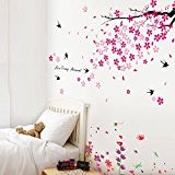 Walplus Decal Art Stickers muraux amovibles en vinyle motifs fleurs arbre et papillons pour enfants