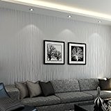 Warmiehomy 3d texturé Sillk papier peint 10 m Mode papier mural à rayures pour le salon Chambre à coucher Gris argenté