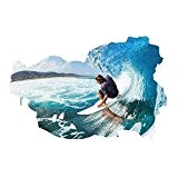winhappyhome 3D réaliste Surf Scène Art Mural Stickers pour Salon Coffee Shop Cantine de porte Fond Amovible Decor Nail Art