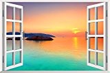 XMJR ciel bleu beach stickers autocollants de fausses fenêtres pastoral paysage historique la décoration murale autocollants spécifications 46 * 70 ...