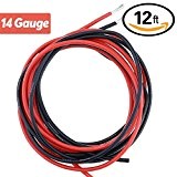 ycnk 12 pieds 14 Gauge (AWG) Super Doux et flexible en silicone câble en caoutchouc Noir/Rouge