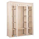 Yescom 53 Portable Closet Wardrobe Clothes Rack Storage Organizer with Metal Shelf and Non-woven Beige Cover by Yescom