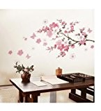YESURPRISE Decals Stickers muraux Motif cerisier en fleurs Rose 45*65cm